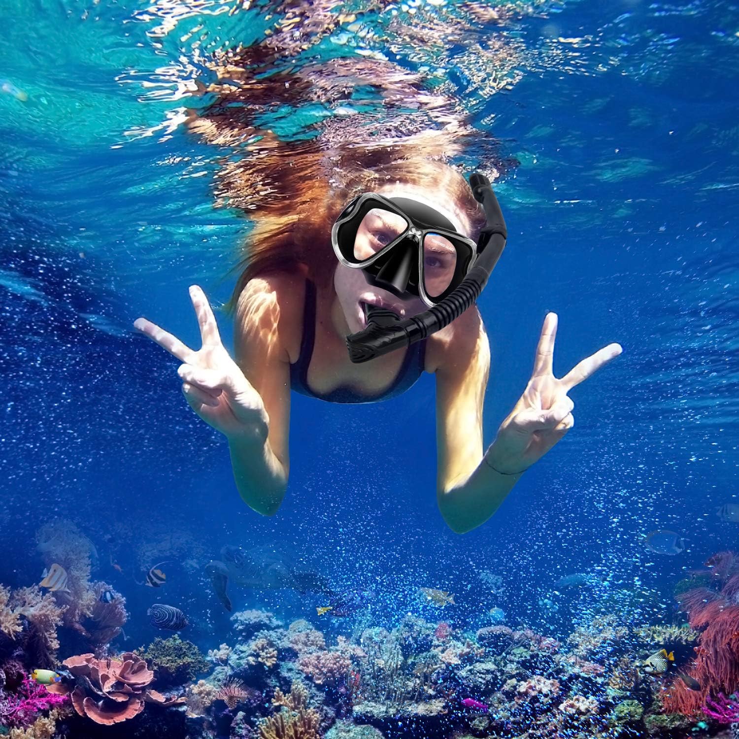 Greatever Dry Snorkel Set, Panoramic Wide View, Anti-Fog Scuba Diving Mask, Easy Breathing and Professional Snorkeling Gear for Adults : Sports & Outdoors