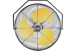 CCGIRU 2800 CFM 12" Industrial Wall Mount Fan, High Velocity 3-Speed Professional Metal Wall Mounted Fan with Sealed Motor, Heavy Duty Fan Indoor for Covered Patio, Greenhouse, Gazebo, and Garage, UL Listed