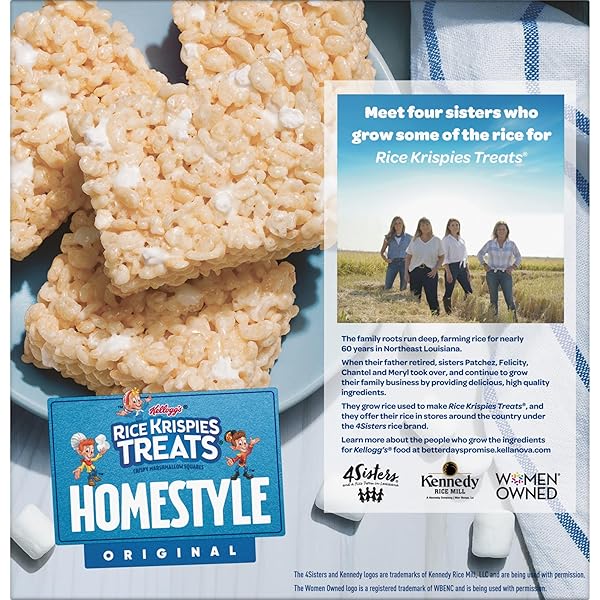 RICE KRISPIES TREATS HOMESTYLE MARSHMALLOW SNACK BARS, KIDS SNACKS, LUNCH SNACKS, ORIGINAL, 27.9OZ BOX (24 BARS)