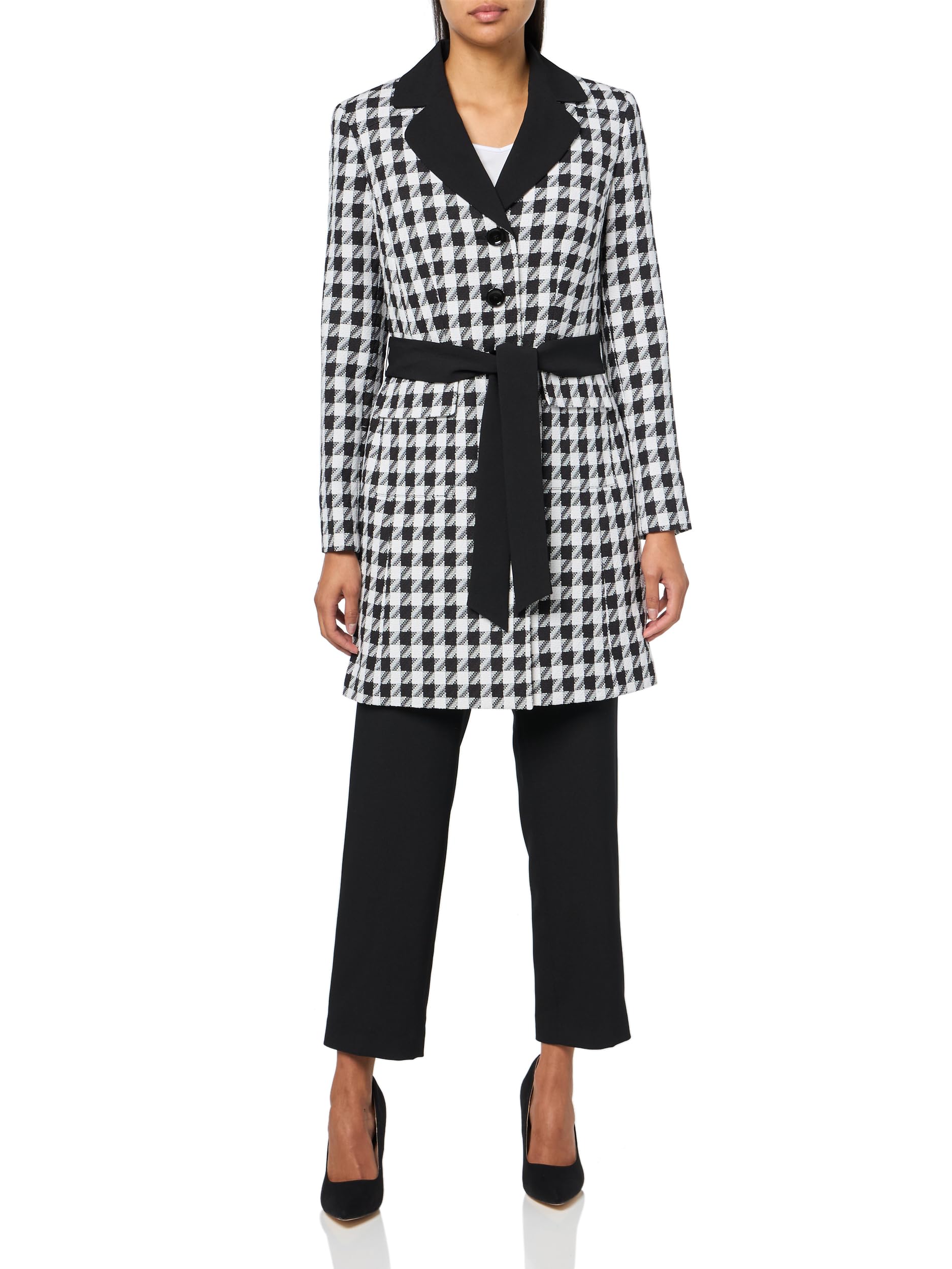 Le Suit Women’s Plus Size Jacket/Pant Suit, Black/White