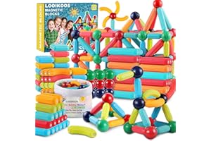 LOOIKOOS Magnetic Building Toys for Toddlers 3+ Year Old, 112 PCS Magnet Toy for Kids Montessori Toys for 3 4 5 Year STEM Magnetic Blocks Building DIY Learning Educational Toys for Girls Boys Gift