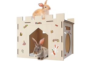 HIIMALEX Sturdy Bunny House Playhouse for Rabbit Hamster Hideout Guinea Pig House Castle Tower Toys for Indoor Bunnies Guinea Pig Hamster Chinchilla Gerbil (Sturdy Castle (1PACK))