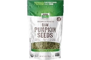 NOW Foods, Organic Pumpkin Seeds, Raw and Unsalted, Excellent Source of Protein and Iron, Certified Non-GMO, Keto-Friendly Snack, 12-Ounce (Packaging May Vary)