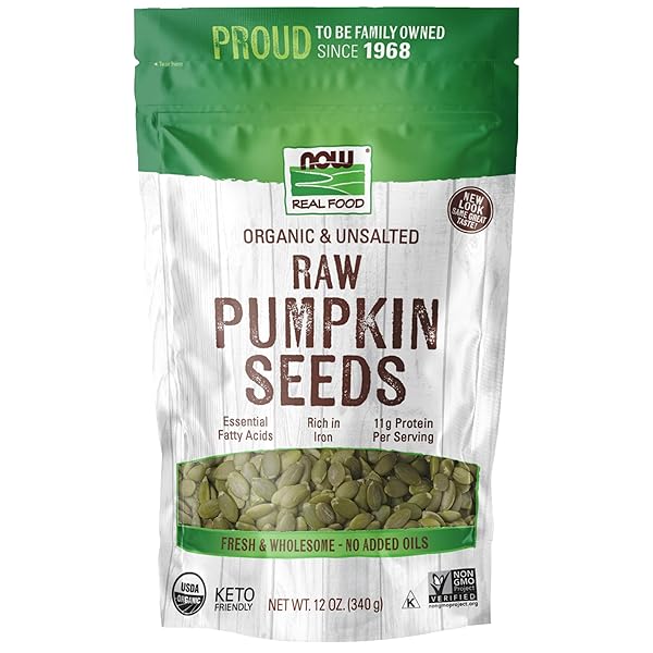 NOW FOODS, ORGANIC PUMPKIN SEEDS, RAW AND UNSALTED,...