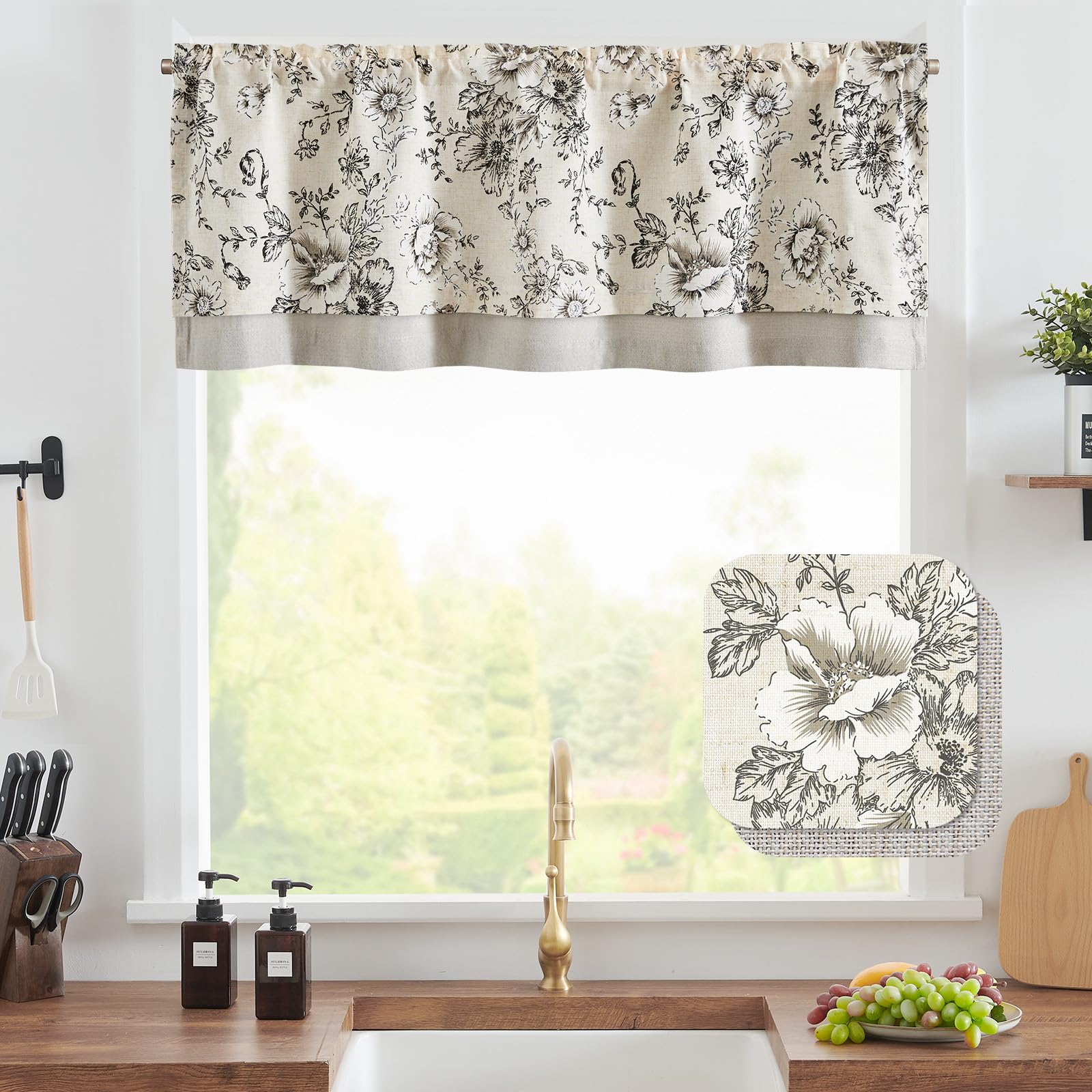 jinchan Linen Valance Curtain Farmhouse Window
