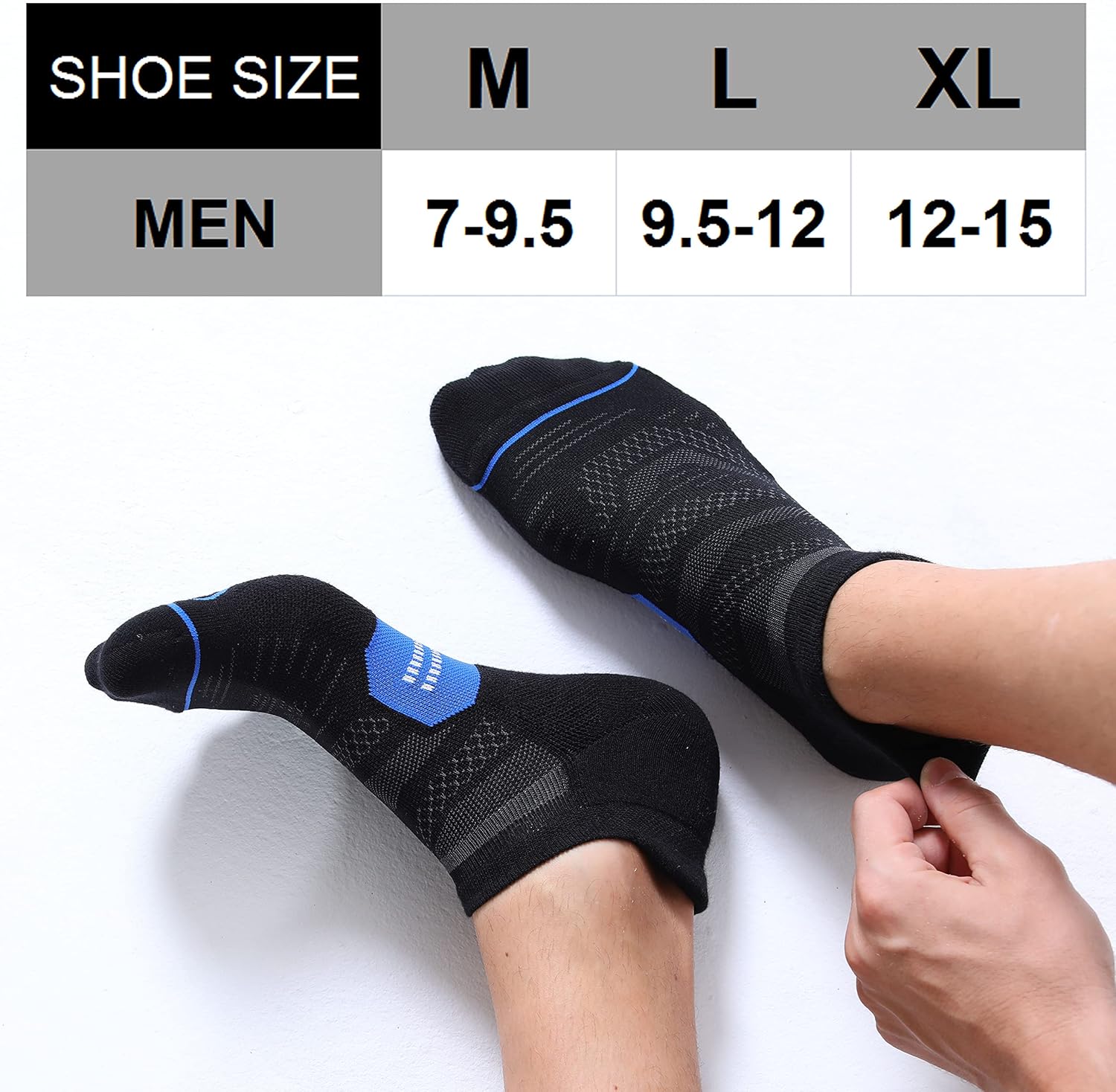 CelerSport 6 Pack Men's Running Ankle Socks with Cushion, Low Cut Athletic Sport Tab Socks: Clothing