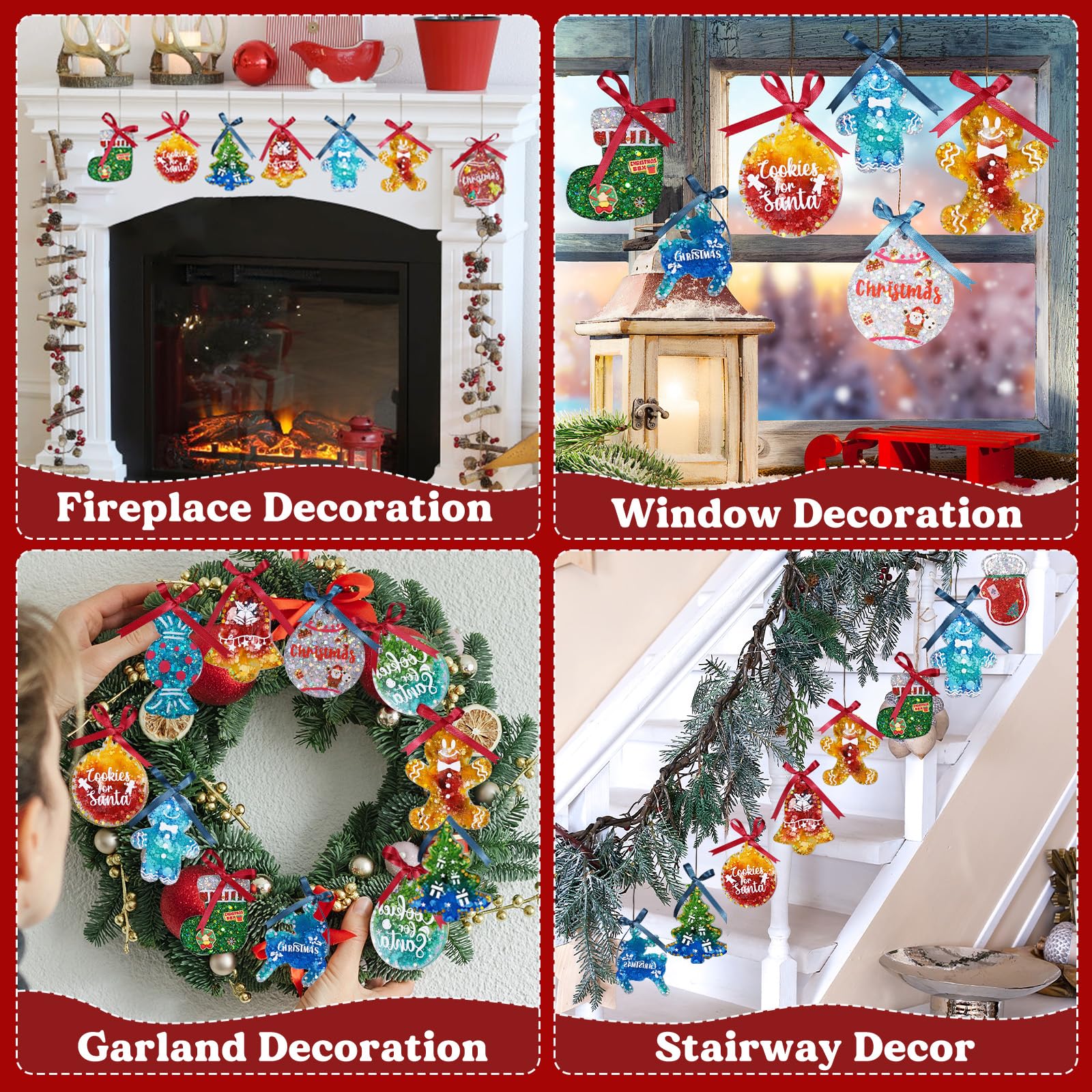 LET’S Resin Christmas Resin Molds Silicone, 16 Cavities Large Christmas Ornament Resin Molds Each 3inch, Glossy Silicone Molds for Resina Art Craft,Keychains,Tree Decorations