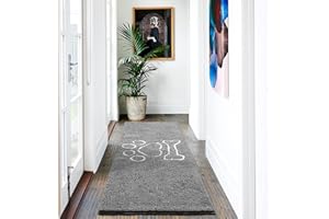 AROGAN Indoor Doormat, Front Door Mat 60"x24" Absorbent Rubber Backing Non Slip Door Mats, Machine Washable Chenille Door Mat for Muddy Shoes and Dog Paws Low Profile Rugs for Entryway, Grey