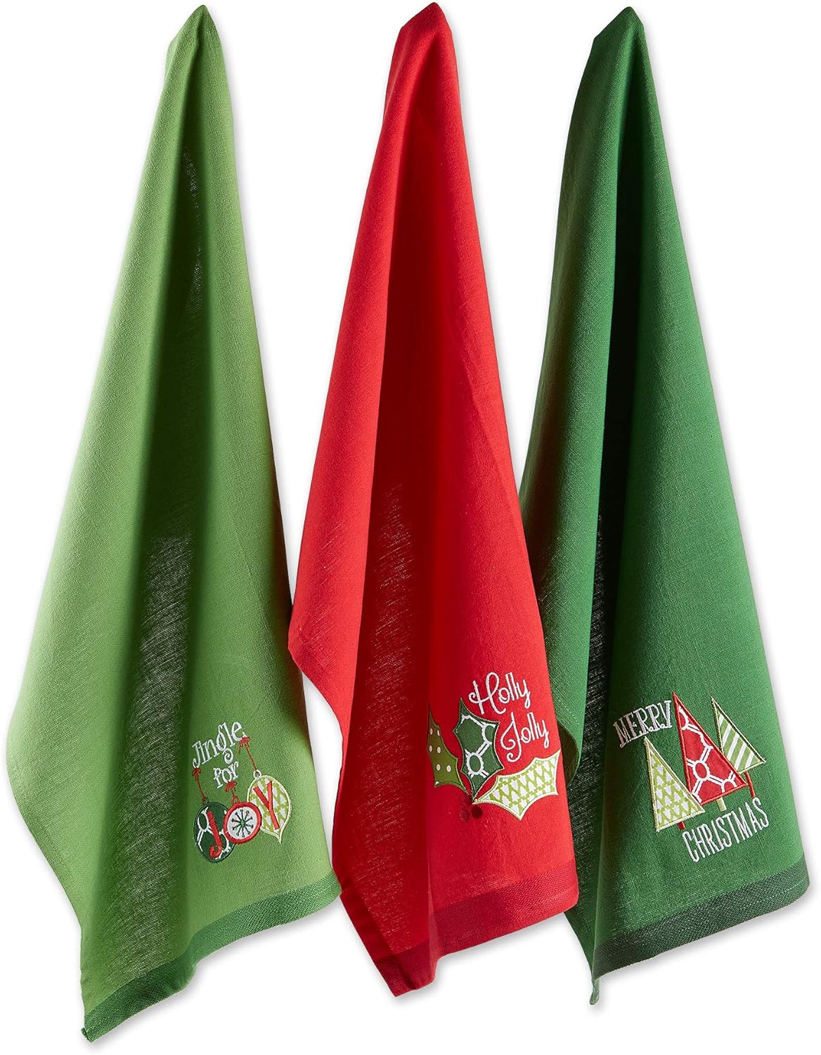 DII Cotton Christmas Holiday Decorative Dish Towels, 18x28, Set of 3