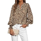 MASCOMODA Womens Boho Floral Long Sleeve Tops Fall Fashion 2025 V Neck Loose Chiffon Work Blouses Dressy Casual Ruffle Shirts