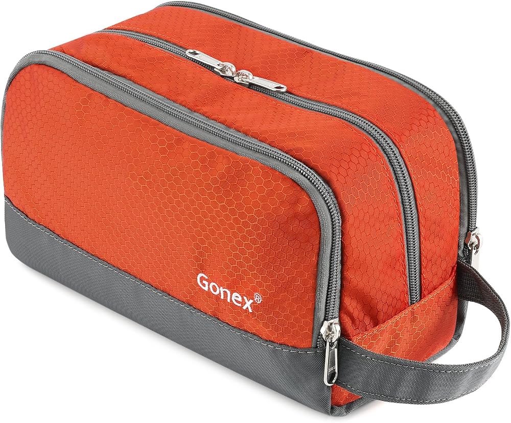 Gonex Men Toiletry Bag with Strap Sport Style Repellent Showerproof Nylon Orange