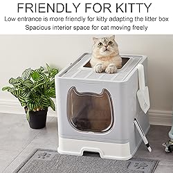 Suhaco Cat Litter Box with Lid Covered Top Entry