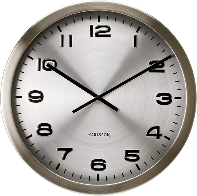 Present Time Karlsson Wall Clock Maxie Steel Polished Alu Amazon.co.uk