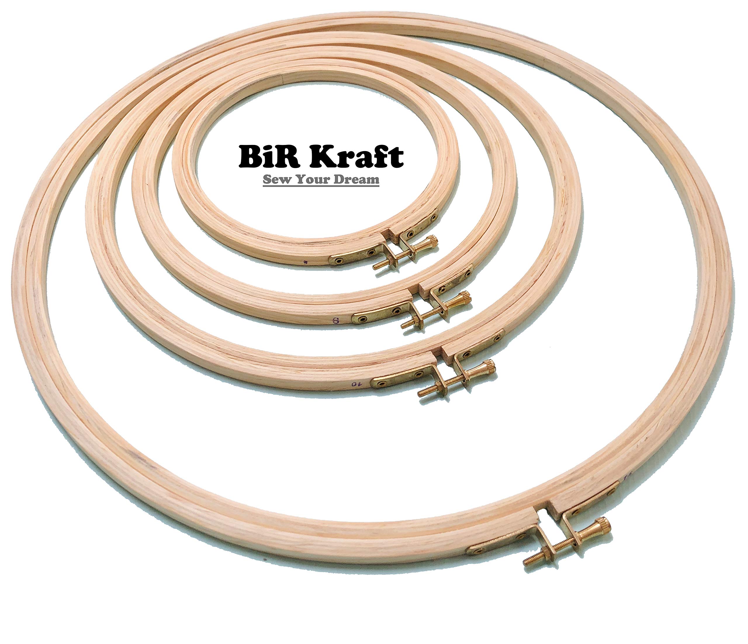 AASh BiR Kraft Wooden Cross Stitch | Embroidery Hoop Ring Frame from 4" to 18" | Brass Screw Your Selected Size (1 x 18 inch (45.7 cm))