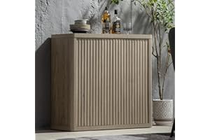 SICOTAS Buffet Cabinet with Storage 34.6" Sideboard Accent Modern Credenza with Doors & Shelves Fluted Tall Media Console Mid Century Coffee Bar Table for Living Room Kitchen Dining Room Hallway