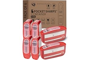 Pocket Travel Sharps Disposal Container - Needle Container Disposal with Wide Opening, Flat Bottom, Translucent Lid - Easy-Us
