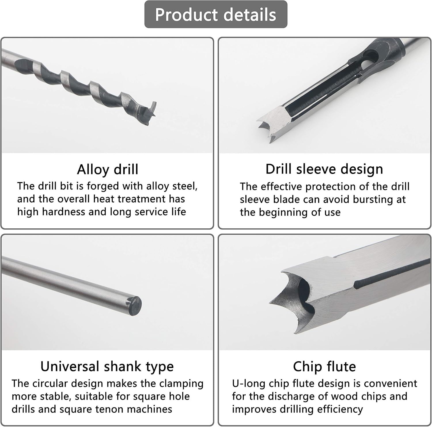 Rowiz 5PCS Woodworking Square Hole Drill Mortise Chisel Set (Pack of 5) - Image 4