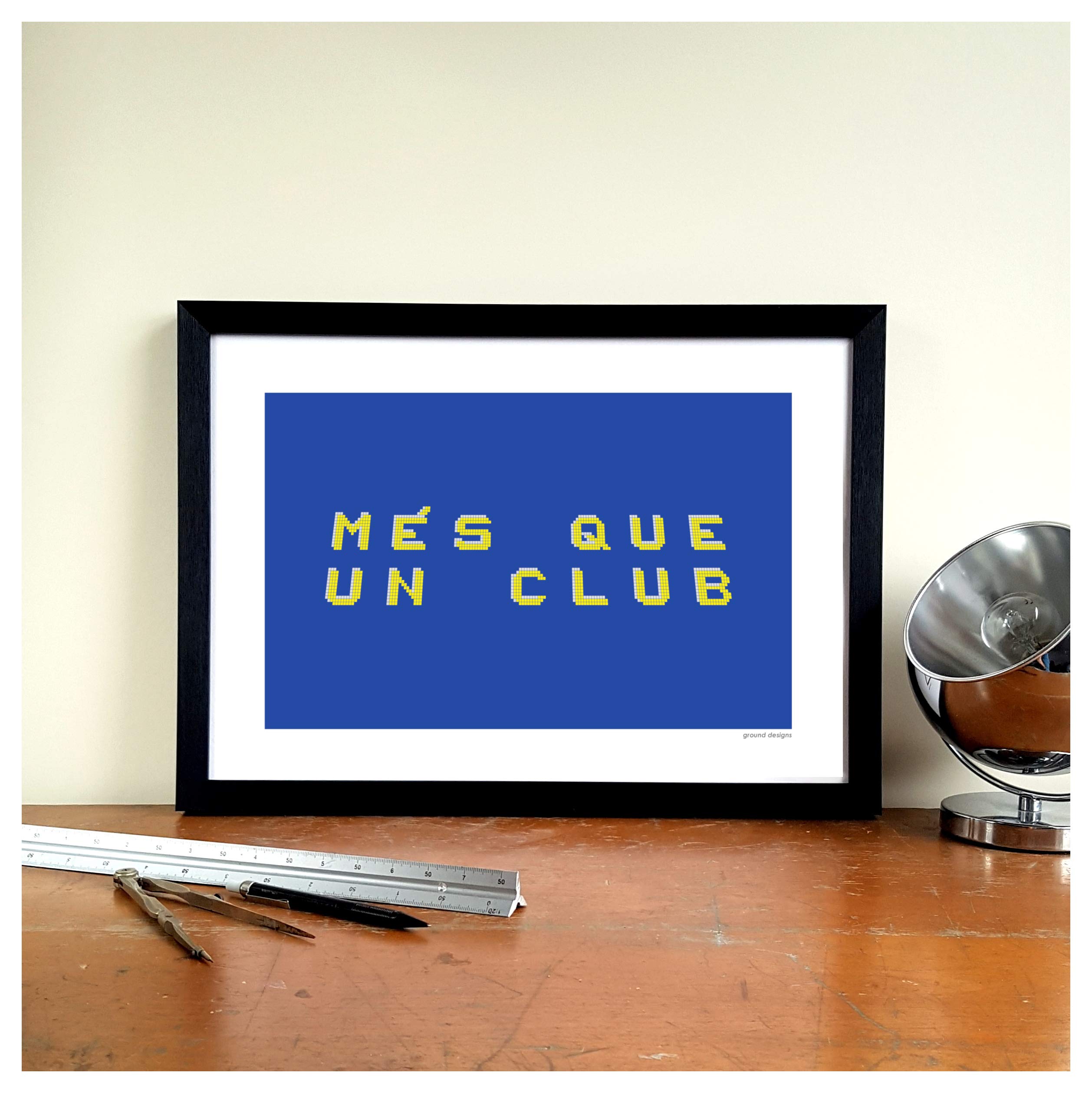 FC Barcelona Football Stadium Gift Graphic Design A3 Art Print - Nou Camp "Mes Que Un Club" Ground Designs FCB