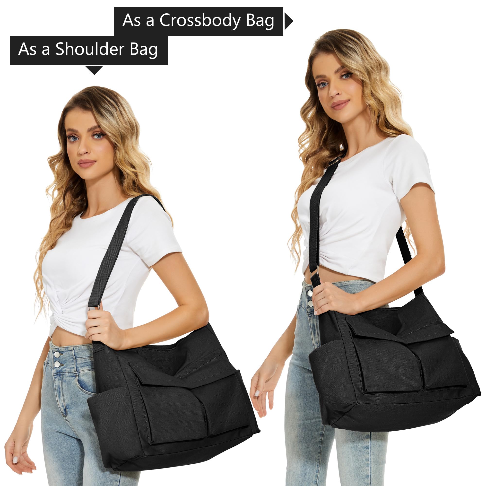 KALIDI FANCY FOREST KALIDI Canvas Tote Bag Messenger Bag, Large Crossbody Bag for Women or Men, Casual Canvas Shoulder Bag for College Work Daily
