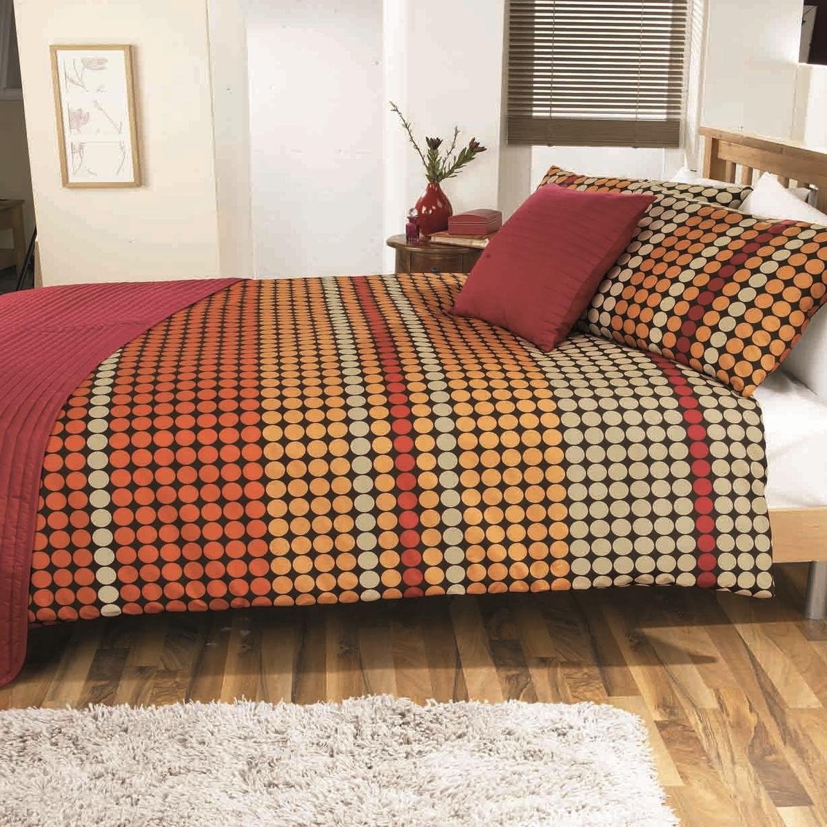 Modern Opal Orange Dot Printed Bedding Duvet Quilt Cover Set King