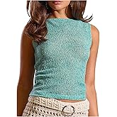 Milumia Women's Y2k Boat Neck Knitted Tank Top Sleeveless Slim Fit Casual Tops