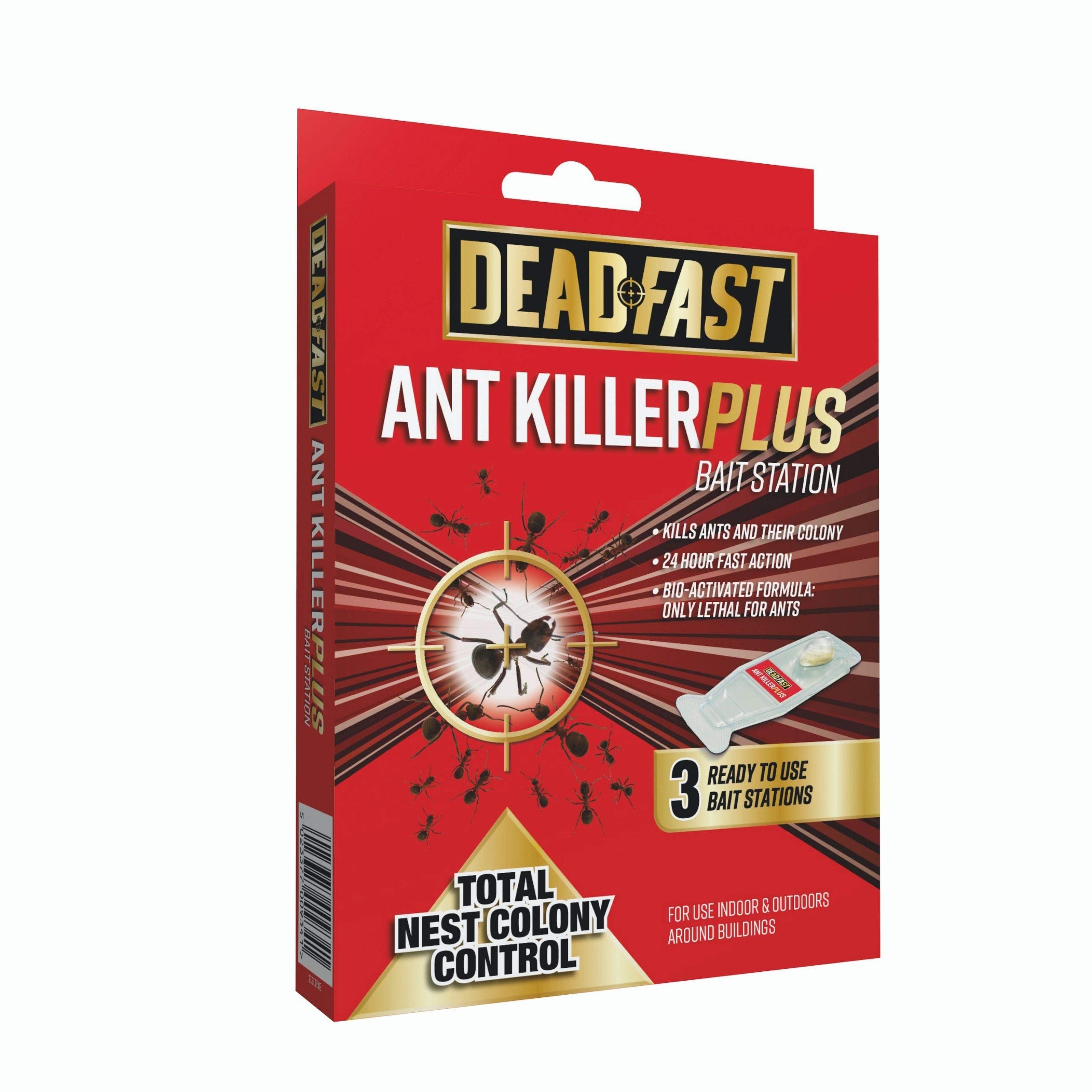 Deadfast 20300502 Ant Killer Plus Bait Station 3 x 4g, Natural