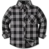 Cromoncent Boys Long Sleeve Flannel Plaid Shirt Button Down Shirts