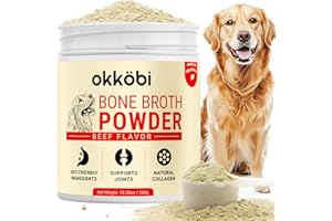 OKKÖBI Beef Bone Broth for Dogs - All-Natural Food Topper for Picky Eaters - Powder Supplement for Joint Health, Digestion & Hydration, 10.5oz