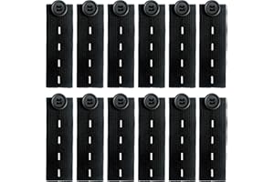 Tienyuu 10-Piece Adjustable Elastic Button Extenders – Waistband Extenders for Jeans, Pants, and Trousers – Black