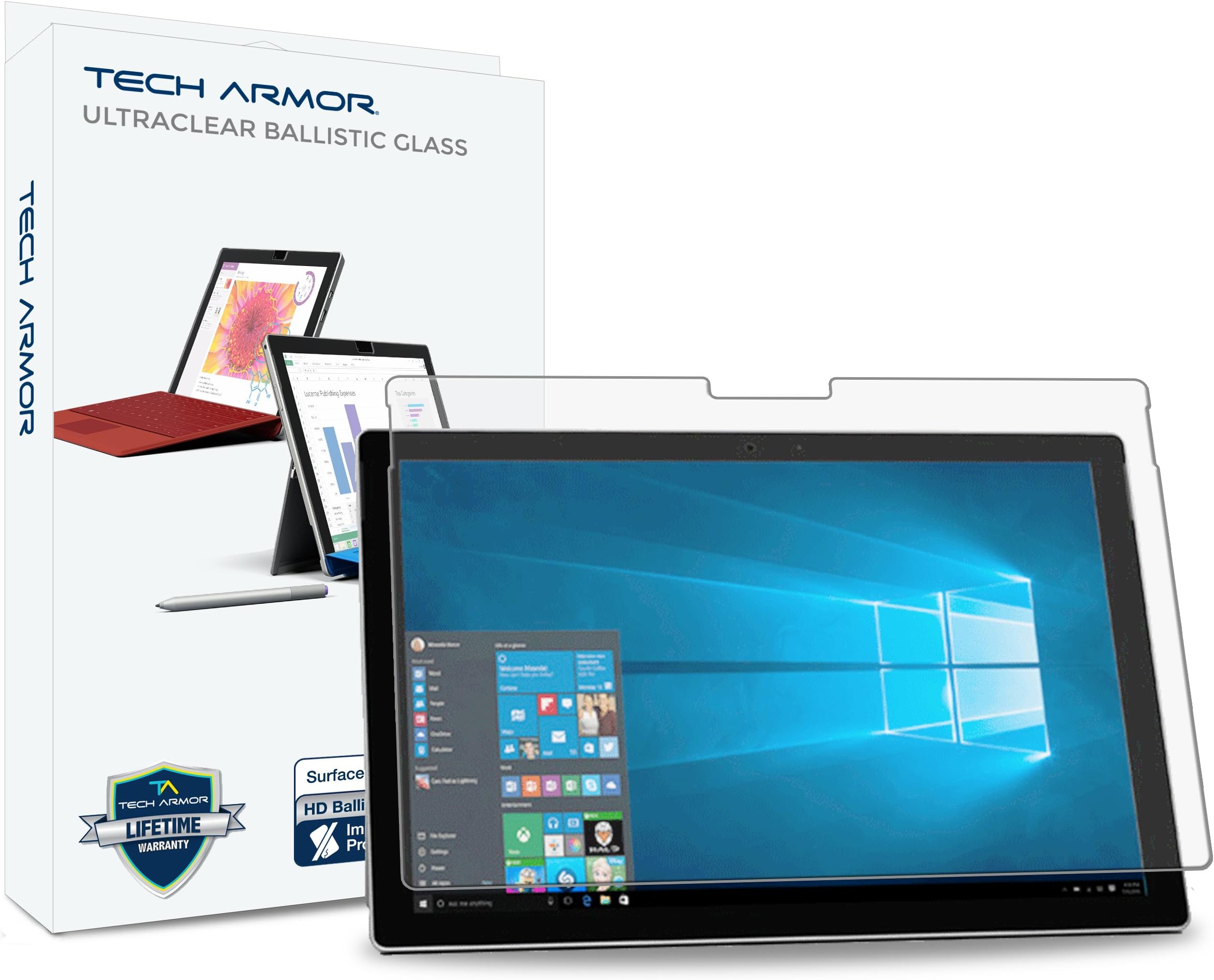 Tech Armor HD Clear Ballistic Glass Screen Protector for Microsoft Surface Pro 7/ Surface Pro 6 / Surface Pro (2017) / Surface Pro 4 [1-Pack]