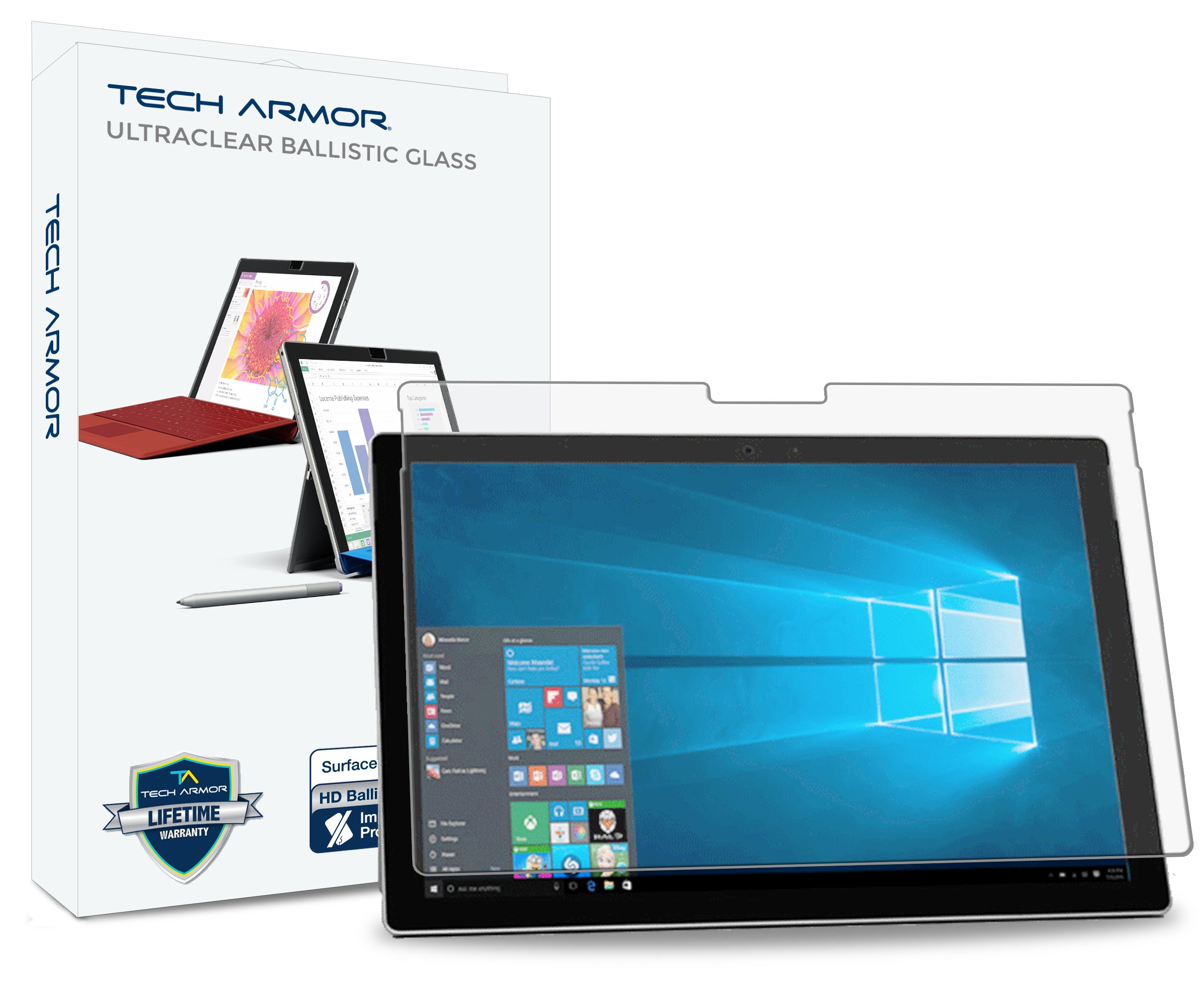 Tech Armor HD Clear Ballistic Glass Screen Protector for Microsoft Surface Pro 7/ Surface Pro 6 / Surface Pro (2017) / Surface Pro 4 [1-Pack]
