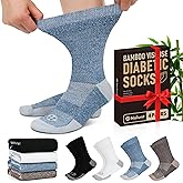 NOLUNT Diabetic Socks for Men,4 Pairs Crew Diabetic Neuropathy Socks for Men Size 9-11/10-13/13-15.