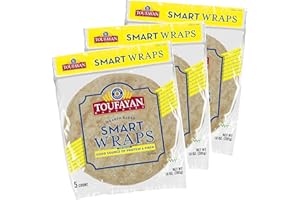 TOUFAYAN BAKERIES Toufayan Smart Low Carb Tortilla Wraps – 3 Pack, 18 Total (9”) | Protein & Fiber, Vegan, Kosher | Soft & Pliable Wraps for Sandwiches, Burritos & Meal Prep
