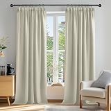Deconovo Beige Pencil Pleat Curtains 2 Panels Thermal Blackout 140x260cm view 2