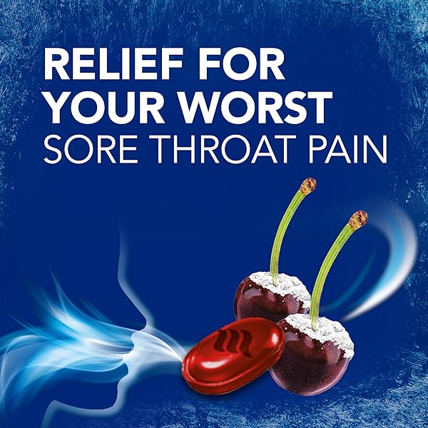 VICKS VAPOCOOL SEVERE MEDICATED SORE THROAT DROPS, MAX STRENGTH MENTHOL, SOOTHES SORE THROAT PAIN, CHERRY FLAVOR, 45CT