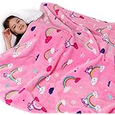 Lukeight Pink Rainbow Toddler Blanket Gifts for Girls, Plush Unicorns Throw Blanket for Kids and Adults, Thick and Warm Girls Blanket for Teens Birthday Gifts (Rainbow Unicorns, 50x60 Inches)