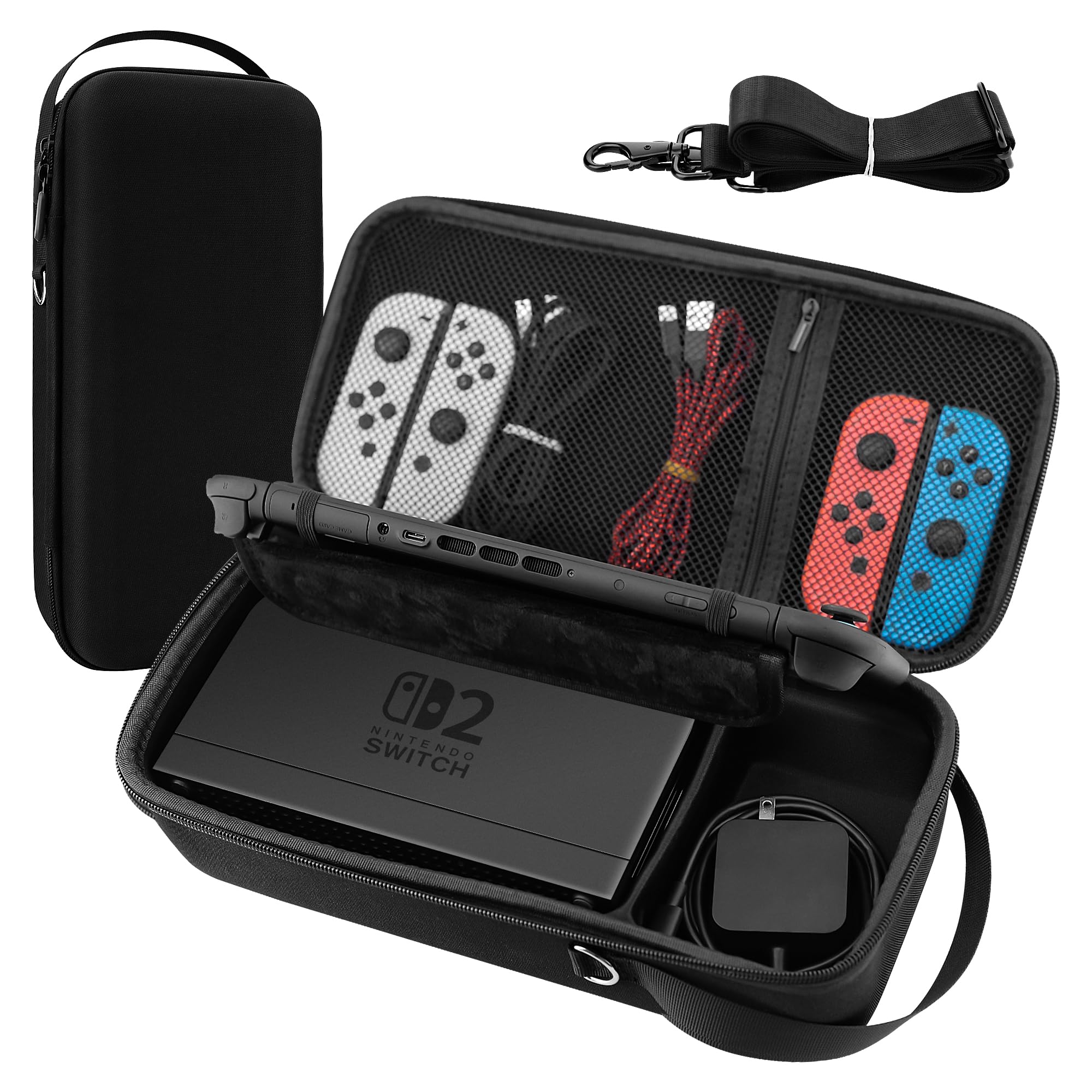 FANPL [Can Store Dock Large Case for Nintendo Switch 2 Console and Joycon Controller, Big Hard Travel Carrying Cover for Switch 2 with Adjustable Shoulder Strap