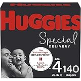 Hypoallergenic Baby Diapers Size 4, 140 Ct, Huggies Special Delivery, Softest Diaper, Safe for Sensitive Skin