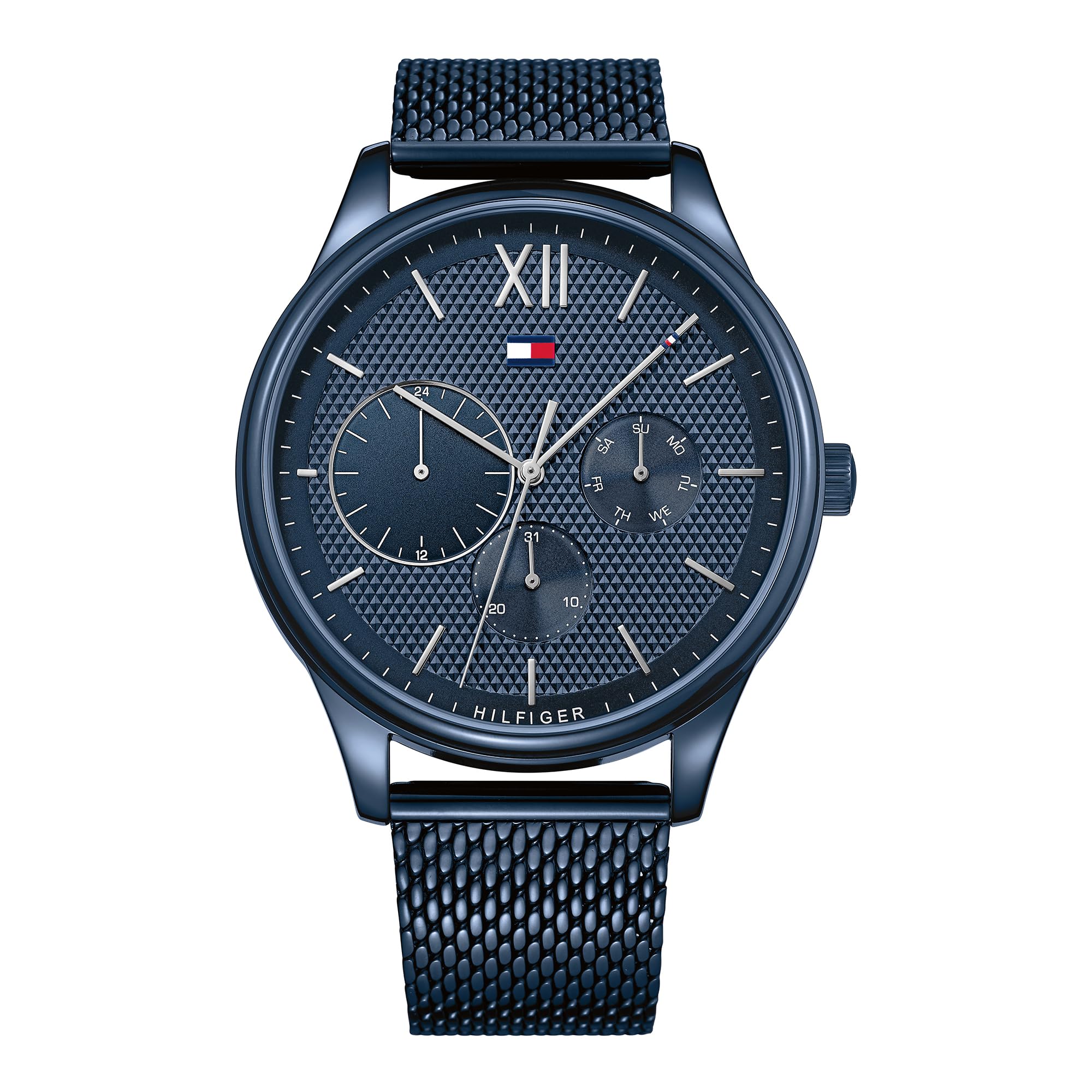 Tommy Hilfiger Analogue Multifunction Quartz Watch for Men with Blue Stainless Steel Mesh Bracelet - 1791421