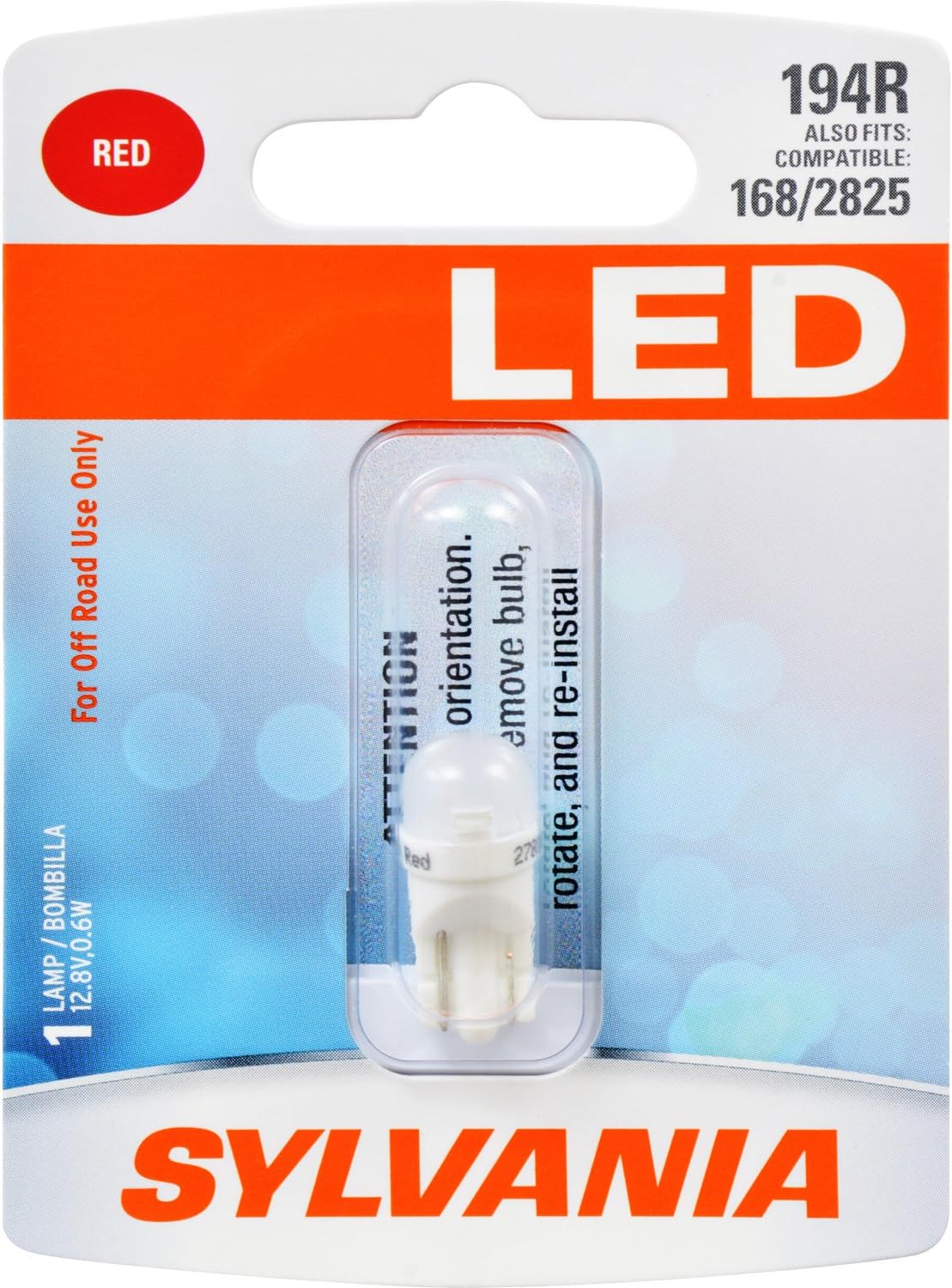 SYLVANIA - 194 T10 W5W LED Red Mini Bulb - Bright LED Bulb, Ideal for Interior Lighting (Contains 1 Bulb)