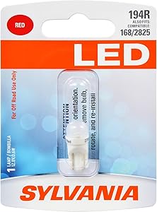 SYLVANIA - 194 T10 W5W LED Red Mini Bulb - Bright LED Bulb, Ideal for Interior Lighting (Contains 1 Bulb)