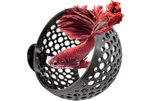 byMazy The Original Cave Lounge - Betta Fish Tank Accessories, Swim-Through Hideout Ornament for Small Fish and Shrimp, Aquarium Decoration with Plant Holder - Authentic Design (Medium, Black)