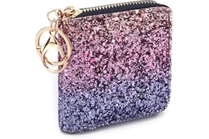 GEEAD Small Glitter Wallet for Women Girls Mini Coin Purse Pouches with Key Ring