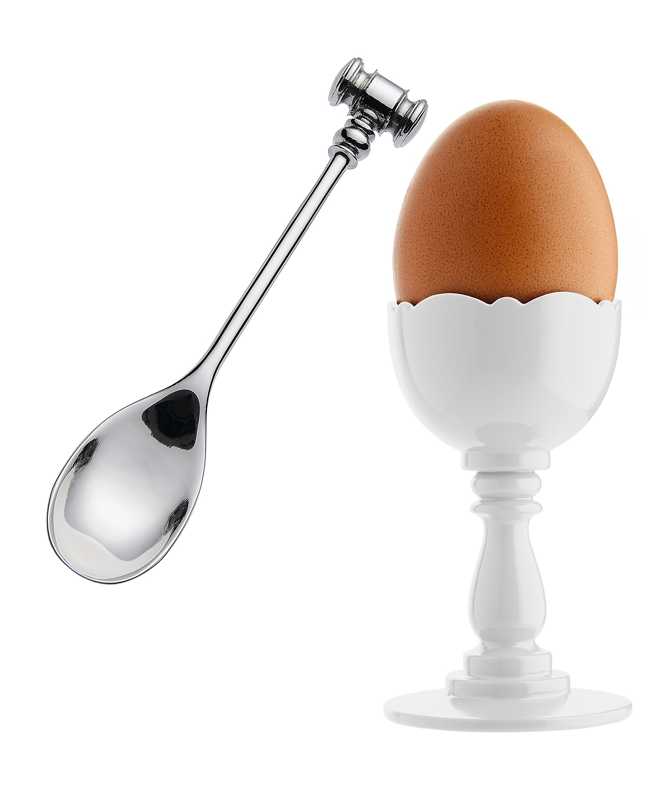 Alessi MW14SET W Dressed Egg Cup and Spoon, White, 18-10 Steel