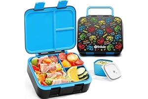 Fimibuke Bento Lunch Box for Kids, Leak-proof Boys Girls Bento Box with 3-Compartment BPA Free Dishwasher Safe Kids Lunch Portion Container Snack Box with Sauce Cup for Age 3-12 Kid Toddler for School