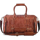 Genuine Leather Duffle Bag for Men | Vintage Weekender Travel Bag | Overnight Carry-On Luggage | Handmade Leather Gym Bag for Men
