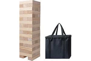 PetGirl Giant Tumble Tower, Pine Wooden Topple Game Classic Block Stacking for Kids/Adults/Family, 54 PCS (Stack from 1.77Ft to Over 4Ft)