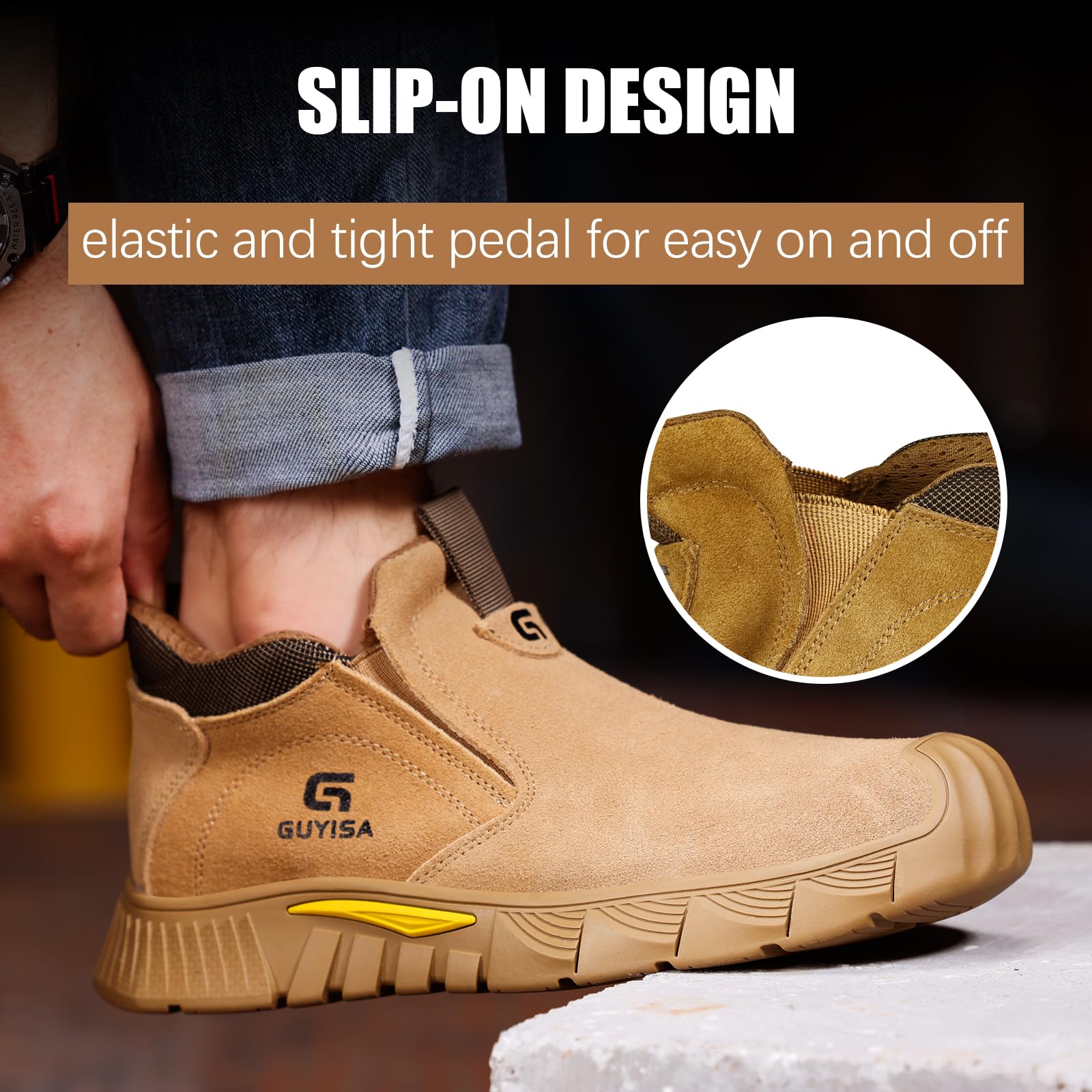 GLANOUDUN Welding Work Boots for Men Slip on Steel Toe Shoes for Men Indestructible Steel Toe Boots Welder Men's Working Shoes Fireproof Safety Footwear for Construction Men's Work & Safety Footwear