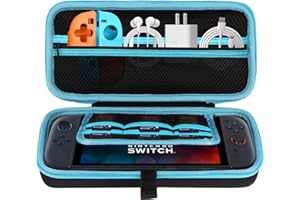Lebakort Storage Case Compatible with Nintendo Switch 2 (Black + Neon Blue Case)