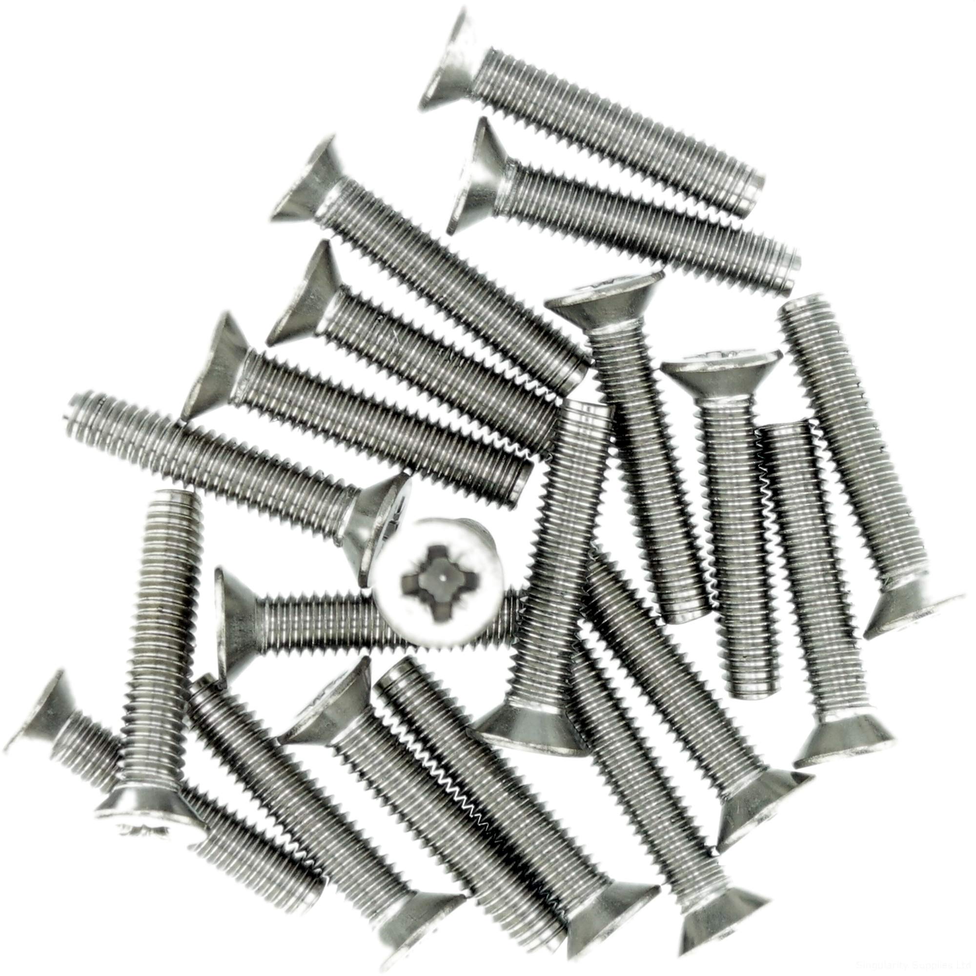 M6 (6mm x 25mm) Pozi Countersunk Thread Rolling Screw - Stainless Steel (A2) (Pack of 20)